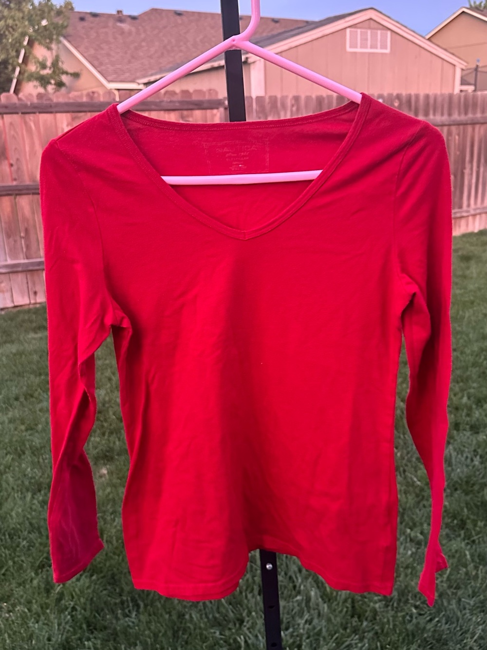 Nautica small red long sleeve top